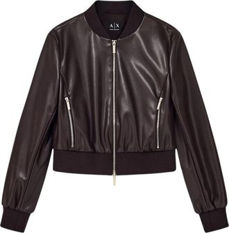 A|X Armani Exchange Bomberjack - Dames - Bomber jackets - Bruin - M - Leer - Jassen