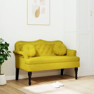 vidaXL Banco Con Cojines Terciopelo Amarillo 120,5x65x75 Cm Vidaxl