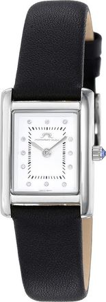 Porsamo Bleu Karolina Diamond Leather Strap Watch, 21.5mm x 30mm - 0.06 ctw in Silver-Black at Nordstrom Rack