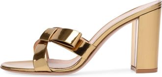 Generic Gold,9.5 UK,Heeled Sandals for Womens Open Toe Mules Chunky Heels Slip On Slide Bow Slingback Summer Dress Shoes