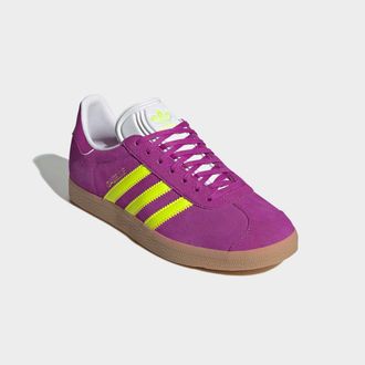 adidas Sneaker ADIDAS ORIGINALS GAZELLE, Damen, Gr. 38,5, lila (lila burst, solar gelb, sanftes wei&szlig;), Leder, Synthetik, Schuhe Sneaker