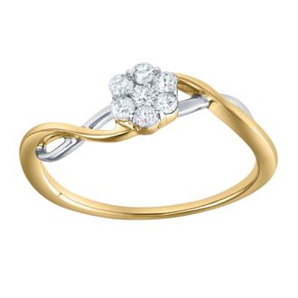 LuvMyJewelry Petalina 0.25 Ct Natural Diamond Floral 10K Gold Ring