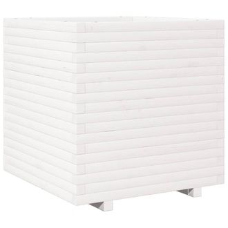 Berkfield Home Garden Planter White 70x70x72 cm Solid Wood Pine | Size: 70 x 70 x 72 cm