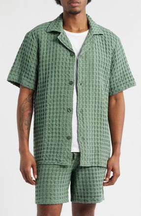 OAS Waffle Camp Shirt in Green at Nordstrom, Size Xx-Large