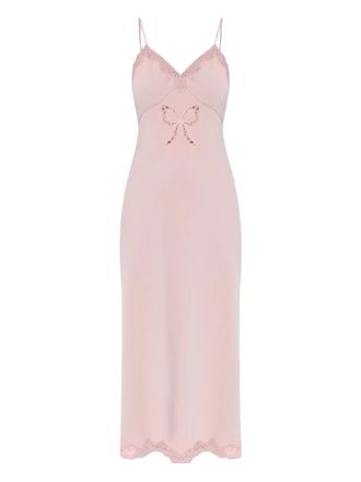LoveShackFancy Manuela lace-trimmed bow dress - women - Polyester - S - Pink