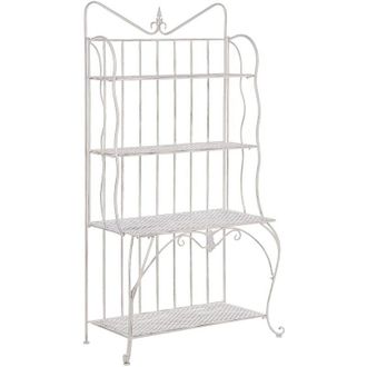 Beliani Scaffale da Giardino con 4 Ripiani in Metallo Beige Vintage Retro Pavona