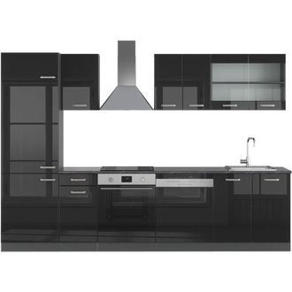 Vicco Cucina componibile R-Line, Nero lucido/antracite, 300 cm, pl Antracite