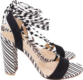 Gianvito Rossi Striped Strappy Sandal Heels in Multicolor Suede