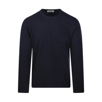 Officine Générale Round-neck Knitwear, male, Blue, M, Long-sleeved Round-neck T-shirt