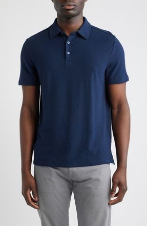 Robert Barakett Newman Textured Cotton Blend Polo in Blue Night at Nordstrom, Size Xx-Large