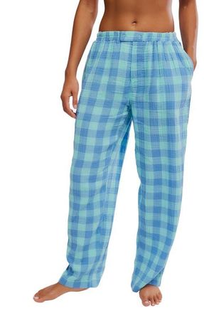 Free People Be Mine Pajama Pants in Blissful Blue Combo at Nordstrom, Size X-Large