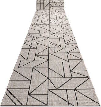 RugsX Rugsx - Runner sizal floorlux design 20605 triangles, geometric silver / black 70 cm beige 70x560 cm