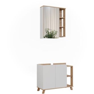Vicco Conjunto De Muebles De Ba&ntilde;o Karen, Sonoma/blanco, 2 Partes