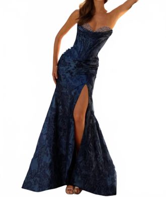 Sherri Hill Strapless Sweetheart Dress In Navy