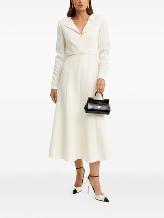 Roland Mouret V-neck belted midi dress - Neutrals