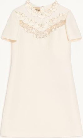 Valentino Abito Corto In Crepe Couture Ricamato Donna AVORIO 36