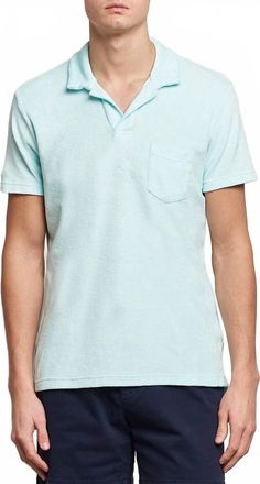 Orlebar Brown Terry Polo Shirt In Clear Sky
