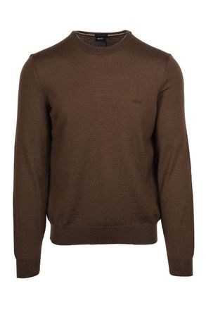 HUGO BOSS Mens Botto-l Crew Neck Knitwear Open Green Cotton - Size X-Large