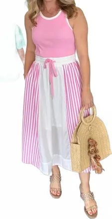 Entro Color Block Midi Dress In Pink