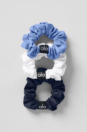 Alo | Fresh Mini Scrunchie 3-Pack in Crystal Clear Blue/White/Navy