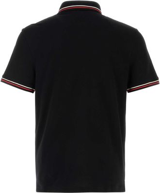 Valentino Garavani Mens Striped-Trim Cotton Polo Black