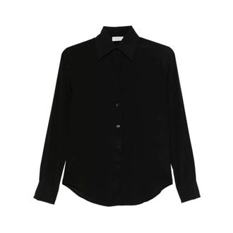 Mazzarelli Shirts, female, Black, Size: 2XS Black Point Collar Shirt