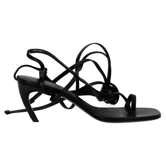 The Attico Womens Nova 65MM Sandals in Black Leather - Size 38.5 EU/IT