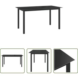 vidaXL Tavolo da esterno - Tavolo da Giardino Nero 150x90x74cm in Alluminio e Vetro
