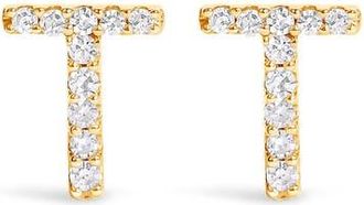 House of Brilliance 10K Gold 1/10 Cttw Diamond Initial A to Z Stud Earring in Yellow Gold | T at Nordstrom
