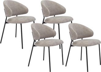 Vente-Unique Conjunto de 4 sillas de tela texturizada y metal negro - Topo - VOSINIA