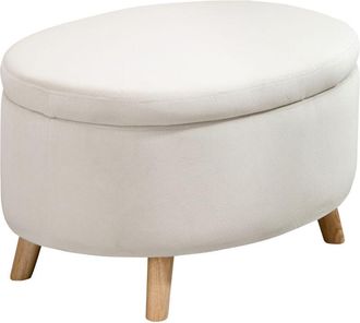 HOMCOM Homcom - Otomana Puff Tapizado En Terciopelo Taburete De Almacenaje El&iacute;ptico Con Tapa Extra&iacute;ble Y Patas De Madera Para Dormitorio Sal&oacute;n Pasillo 71x51,