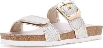 Naot Nashville Womens Sandals Platinum Striped Suede/Radiant Gold Leather : EU 42 (US Womens 11) M