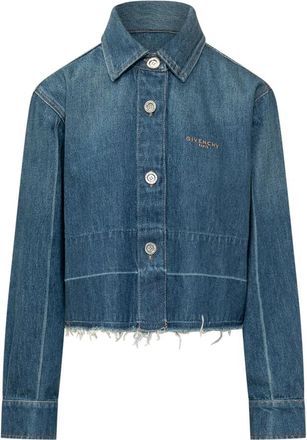 Givenchy Raw Edge Denim Shirt - Dames - Spijkerjassen - Blauw - 2XS - Denim - Jassen