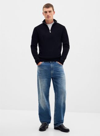 Le 31 Mens Zip-up mock-neck sweater