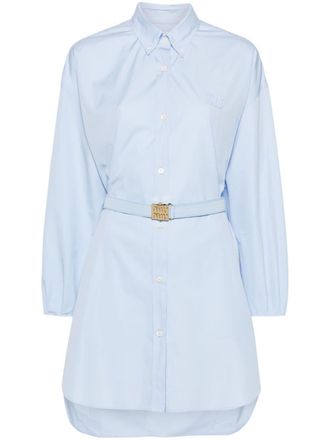 Miu Miu Blousejurk met logopatch - Blauw