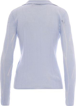 Liu Jo Womens Knit Jumper Fantasia Cielo Sky Blue Virgin Wool Jumpers Sweater