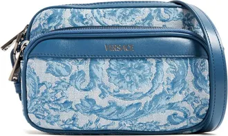 Versace Barocco-print messenger bag - men - Cotton/Polyamide/Polyester/Polycarbonite - OS - Blue