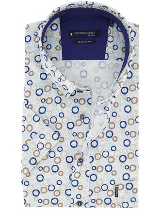 Giordano Blauw beige geprint overhemd Giordano Regular Fit met stippen
