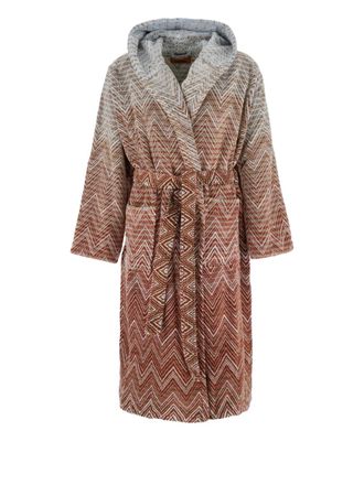 Missoni Home hooded zigzag-motif dressing gown - unisex - Cotton - M - Red