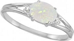 Allurez Oval Opal and Diamond Ring in 14K White Gold (0.27ct)