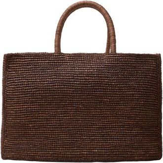 LI&Eacute; STUDIO Large Woven Raffia Tote in Chestnut Brown at Nordstrom