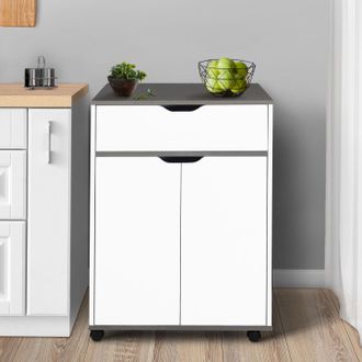 IDMarket Idmarket - Cosy Aparador De Cocina Con Caj&oacute;n De Madera Blanco Y Estantes Grises L.60 Cm