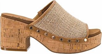 Corkys Footwear Womens May I Help You Chunky Heeled Sandal In Honey Raffia