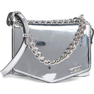 DKNY Riona Flap Crossbody Bag in Silver at Nordstrom Rack