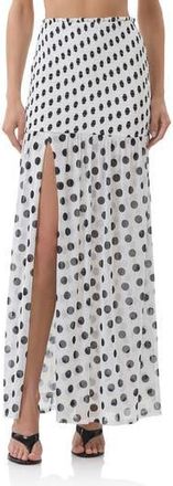 AFRM Quincy Print Smocked Mesh Maxi Skirt in Blancdot at Nordstrom Rack, Size Medium