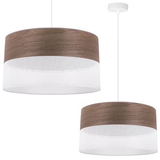 OEM L&aacute;mpara Colgante Individual, Pantalla De Chapa De Nogal, 40 Cm