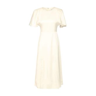 Rotate Satin Midi Slit Dress - female - ROTATE Birger Christensen - Midi Dresses - Beige - S - Dresses