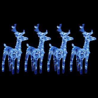 vidaXL Renos De Navidad 4 Unidades 160 Led Azul Acr&iacute;lico Vidaxl