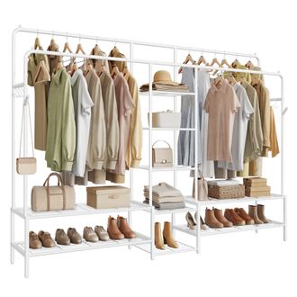 Songmics Songmics Stand Appendiabiti, Guardaroba Aperto, 9 Ripiani Portaoggetti, Struttura In Metallo, Barre Appendiabiti, Camera Da Letto, Soggiorno, Ingresso