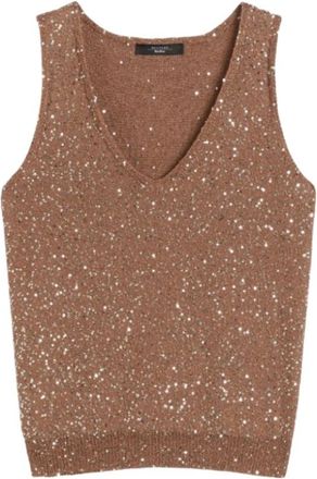 Max Mara Acaici Sleeveless Top - Dames - Tops zonder mouwen - Bruin - M - Katoen - Tops
